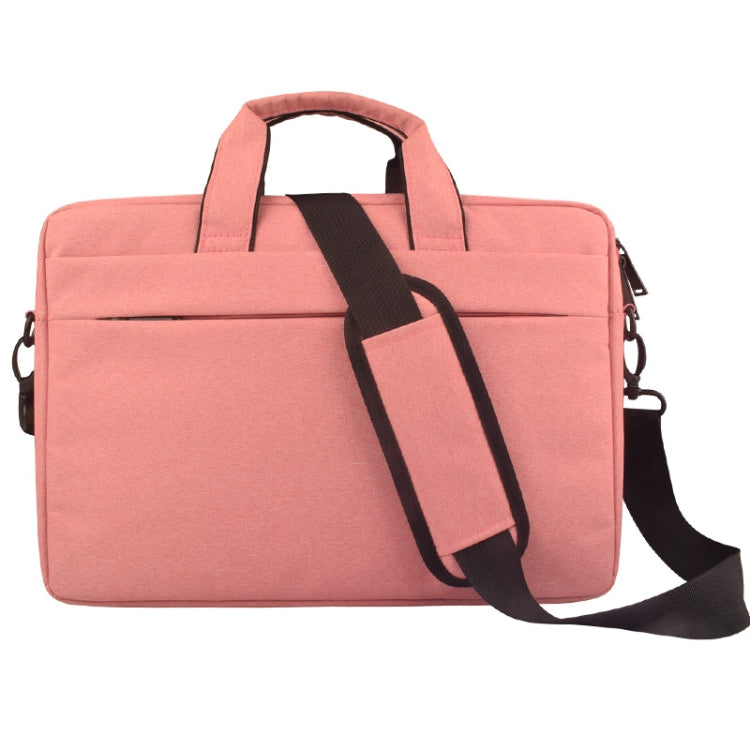 Breathable Wear-resistant Thin and Light Fashion Shoulder Handheld Zipper Laptop Bag with Shoulder Strap, For 13.3 inch and Below Macbook, Samsung, Lenovo, Sony, DELL Alienware, CHUWI, ASUS, HP(Pink)