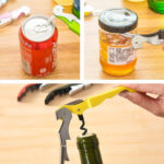 10 PCS Multi-function Sea Horse Pattern Stainless Wine Bottle Opener, Can Opener Bottle Opener, Random Color Delivery