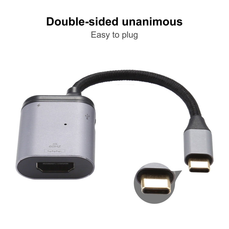 4K 60Hz USB-C / Type-C to HDMI + PD Data Sync Adapter Cable