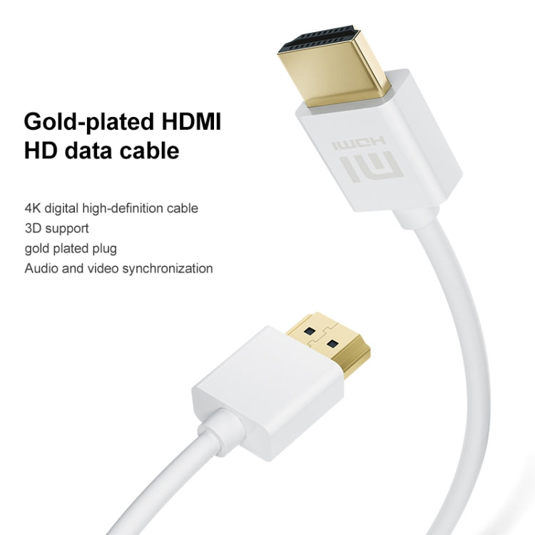 Original Xiaomi 4K HD HDMI Data Cable TV Video Cable with 24K Gold-plated Plug, Support 3D, Length: 3m(White)