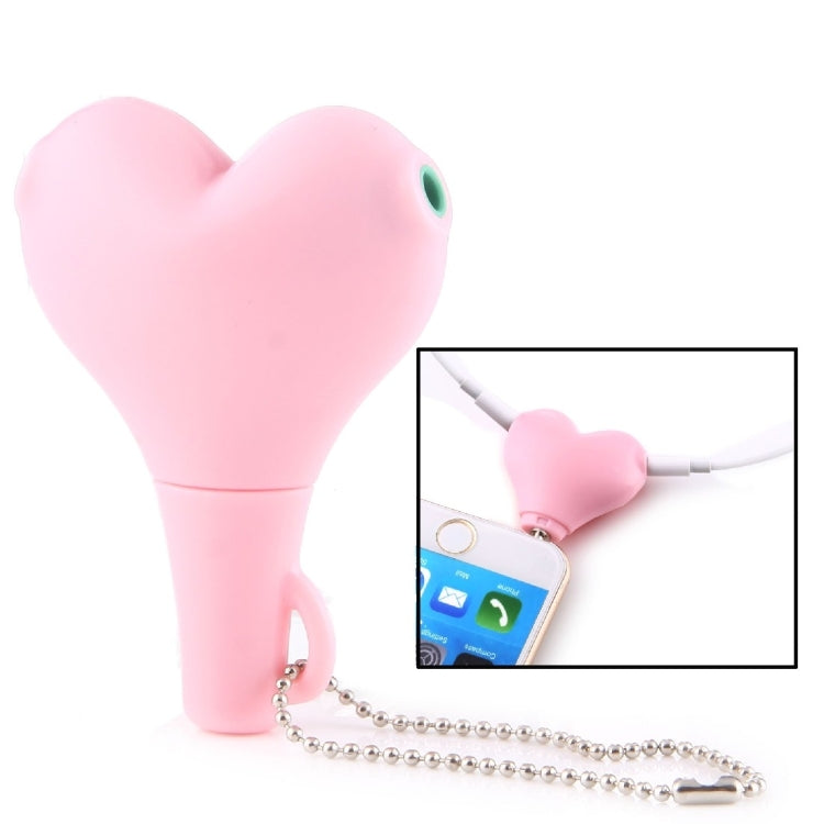 1 Male to 2 Females 3.5mm Jack Plug Multi-function Heart Shaped Earphone Audio Video Splitter Adapter with Key Chain for iPhone, iPad, iPod, Samsung, Xiaomi, HTC and Other 3.5 mm Audio Interface Electronic Digital Products(Pink)