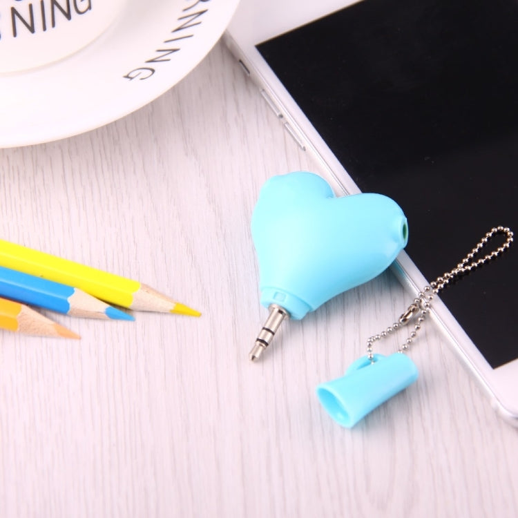 1 Male to 2 Females 3.5mm Jack Plug Multi-function Heart Shaped Earphone Audio Video Splitter Adapter with Key Chain for iPhone, iPad, iPod, Samsung, Xiaomi, HTC and Other 3.5 mm Audio Interface Electronic Digital Products(Blue)