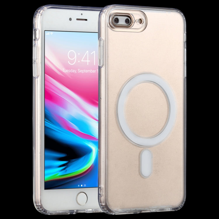For iPhone 7 Plus / 8  Plus Magsafe Case Simple Magnetic Ring All-inclusive Clear Crystal Acrylic PC +TPU Shockproof Case