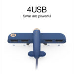 3life-308 5V 0.5A 4 USB Interfaces Air Force One Extender HUB Data Hub (Blue)