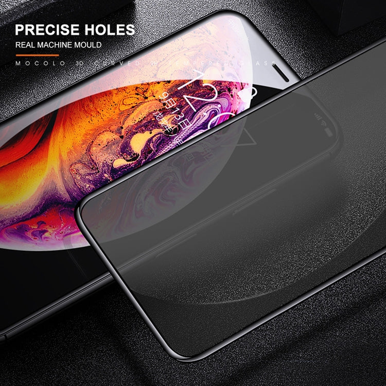 For iPhone 11 Pro / XS / X mocolo 0.33mm 9H 3D Round Edge Privacy Anti-glare Tempered Glass Film(Black)