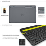 Logitech K480 Multi-device Bluetooth 3.0 Wireless Bluetooth Keyboard with Stand (Black)