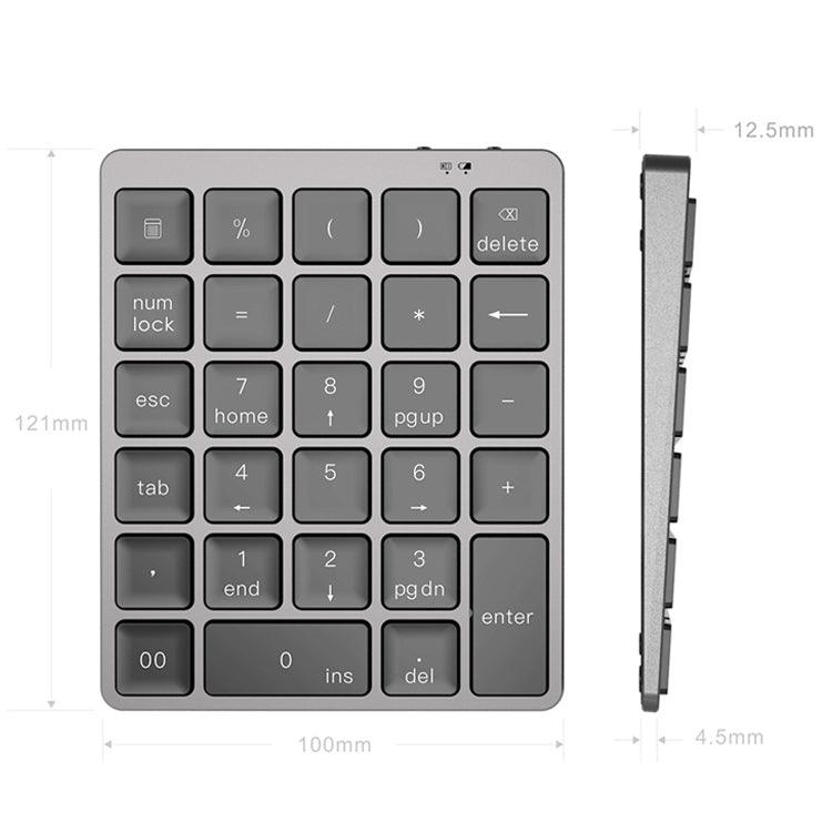 N960 Ultra-thin Universal Aluminum Alloy Rechargeable Wireless Bluetooth Numeric Keyboard (Silver)