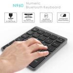 N960 Ultra-thin Universal Aluminum Alloy Rechargeable Wireless Bluetooth Numeric Keyboard (Silver)