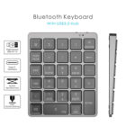 N970 Pro Dual Modes Aluminum Alloy Rechargeable Wireless Bluetooth Numeric Keyboard with USB HUB (Grey)