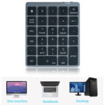 N970 Pro Dual Modes Aluminum Alloy Rechargeable Wireless Bluetooth Numeric Keyboard with USB HUB (Grey)