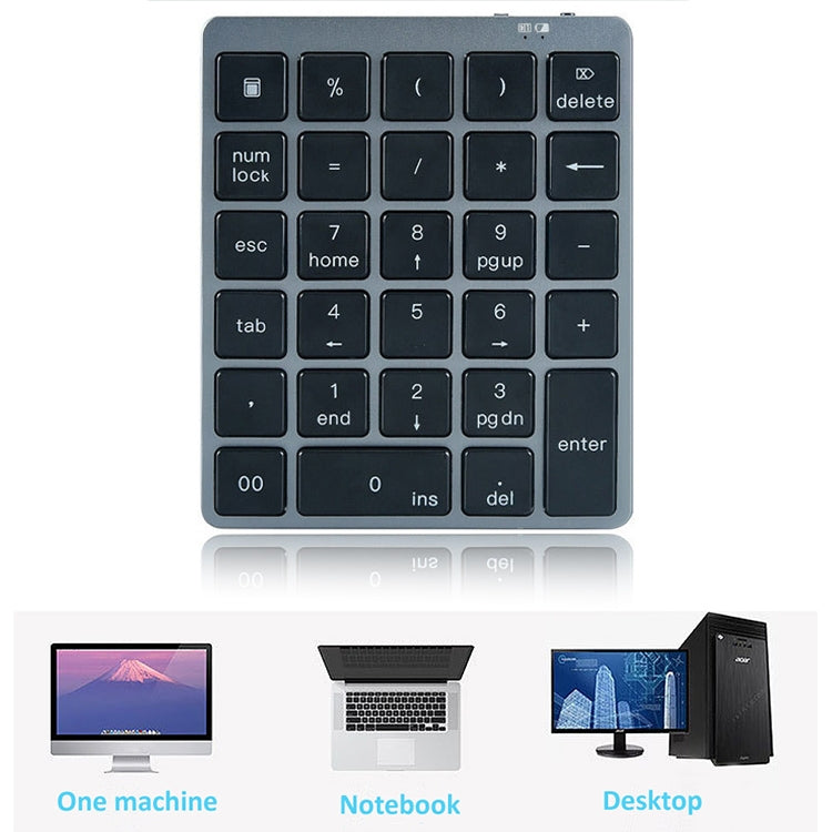 N970 Pro Dual Modes Aluminum Alloy Rechargeable Wireless Bluetooth Numeric Keyboard with USB HUB (Grey)