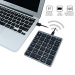 N970 Pro Dual Modes Aluminum Alloy Rechargeable Wireless Bluetooth Numeric Keyboard with USB HUB (Grey)