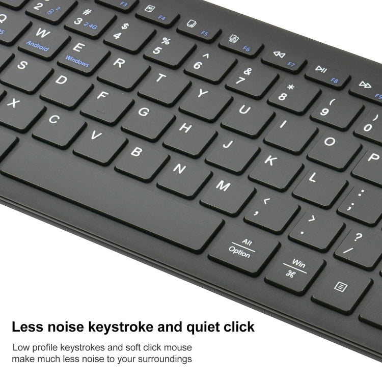 169 2.4Ghz + Bluetooth  Dual Mode Wireless Keyboard, Compatible with iSO & Android & Windows (Black)