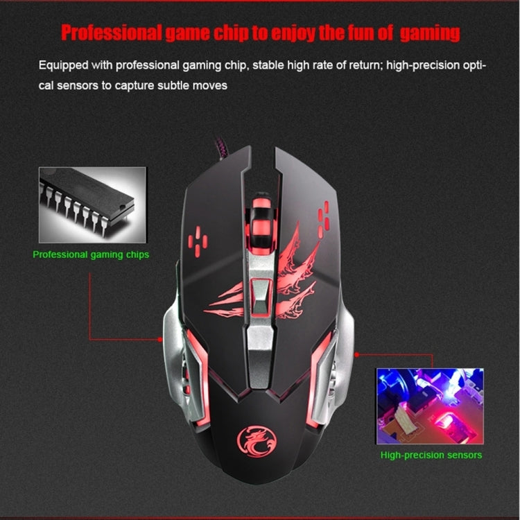 Apedra iMICE A8 High Precision Gaming Mouse LED Four Color Controlled Breathing Light USB 6 Buttons 3200 DPI Wired Optical Gaming Mouse for Computer PC Laptop(Black)