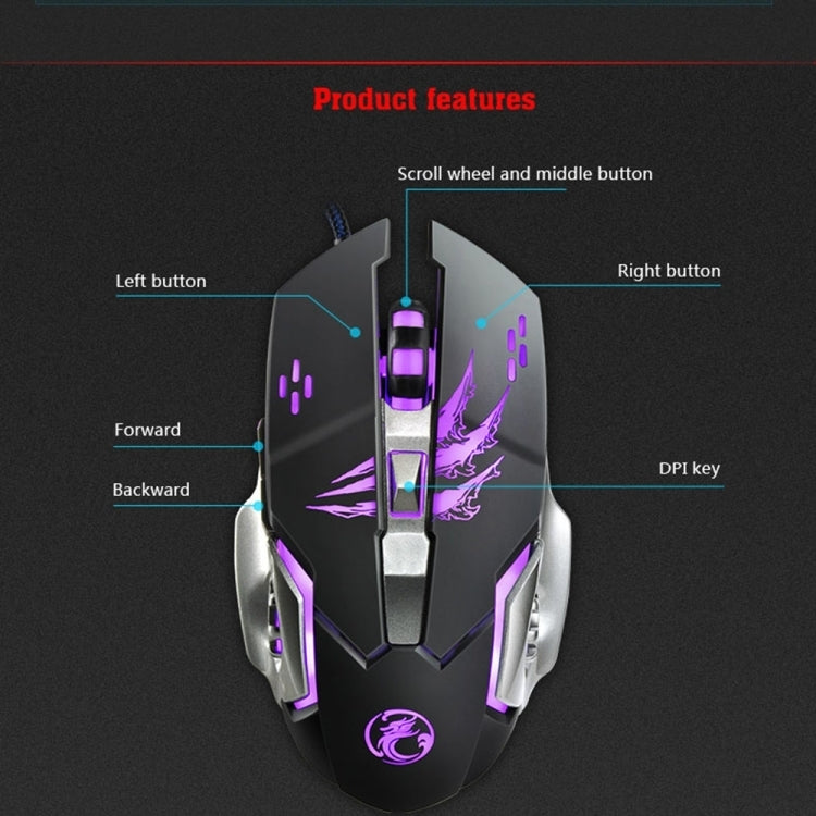 Apedra iMICE A8 High Precision Gaming Mouse LED Four Color Controlled Breathing Light USB 6 Buttons 3200 DPI Wired Optical Gaming Mouse for Computer PC Laptop(Black)