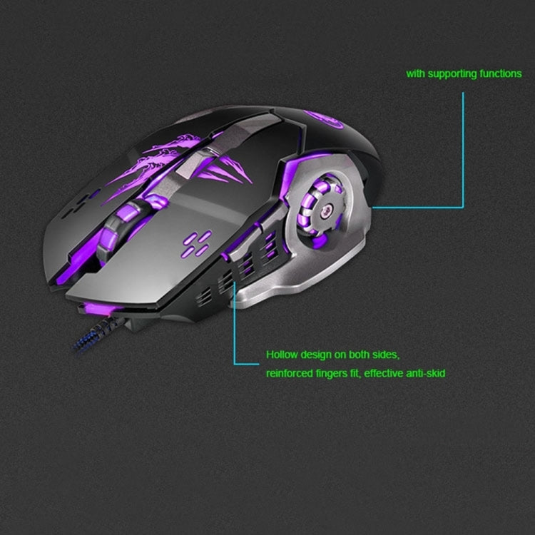 Apedra iMICE A8 High Precision Gaming Mouse LED Four Color Controlled Breathing Light USB 6 Buttons 3200 DPI Wired Optical Gaming Mouse for Computer PC Laptop(Black)