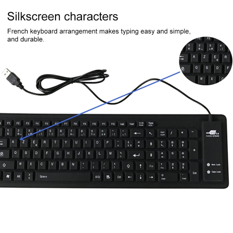 103 Key French USB Wired Silicone Waterproof Keyboard Desktop Notebook Keyboard, Cable Length: 1.5m