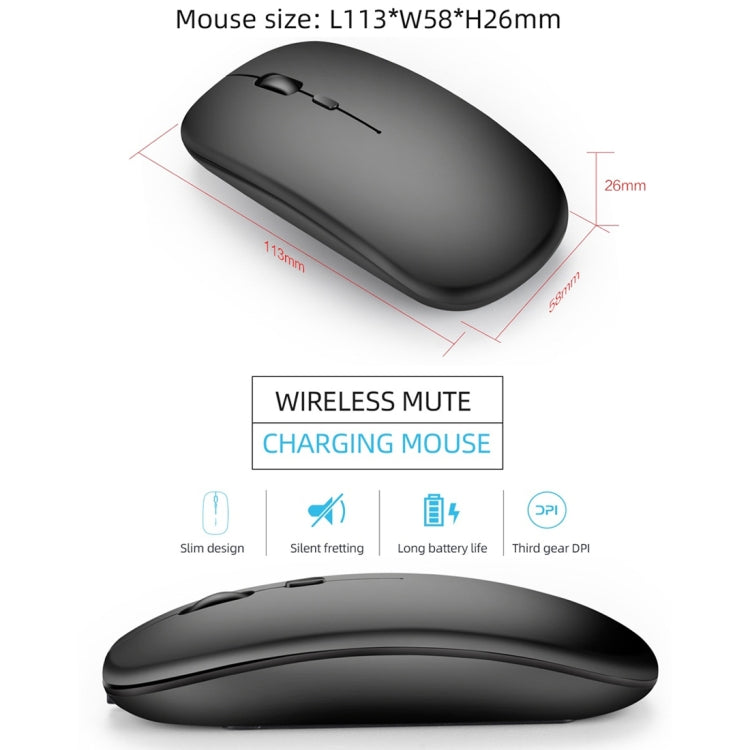 HXSJ M90 2.4GHz Ultrathin Mute Rechargeable Dual Mode Wireless Bluetooth Notebook PC Mouse (Rose Gold)