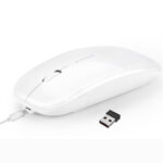 HXSJ M90 2.4GHz Ultrathin Mute Rechargeable Dual Mode Wireless Bluetooth Notebook PC Mouse (White)