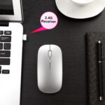 HXSJ M90 2.4GHz Ultrathin Mute Rechargeable Dual Mode Wireless Bluetooth Notebook PC Mouse (White)