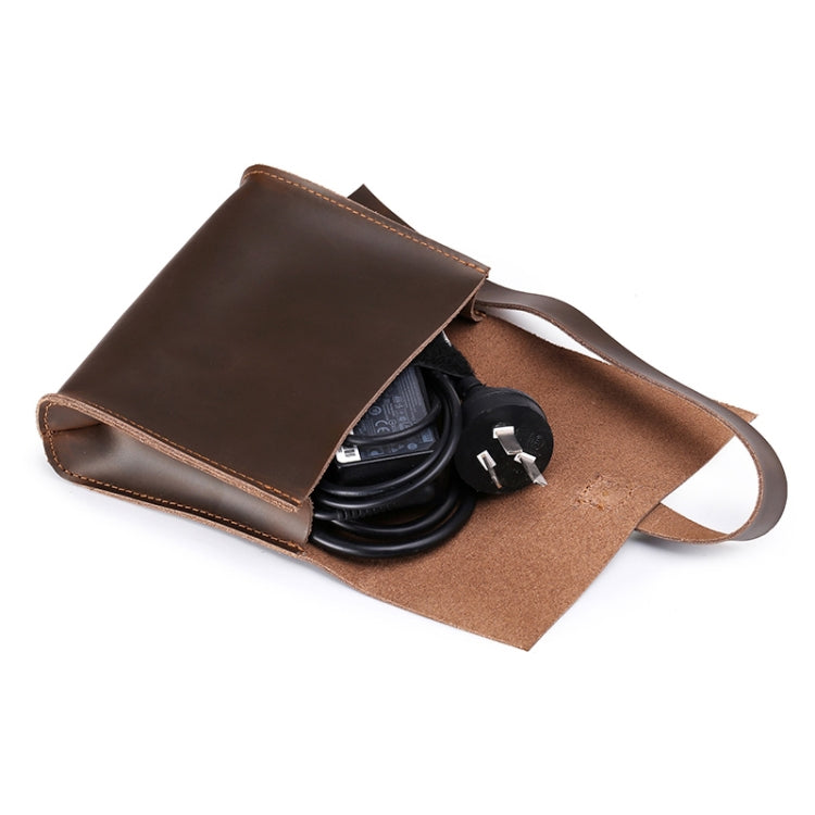 Universal Genuine Leather Business Power Adapter Laptop Tablet Bag with Cable Winder, For 15.4 inch and Below Macbook, Samsung, Lenovo, Sony, DELL Alienware, CHUWI, ASUS, HP(Coffee)