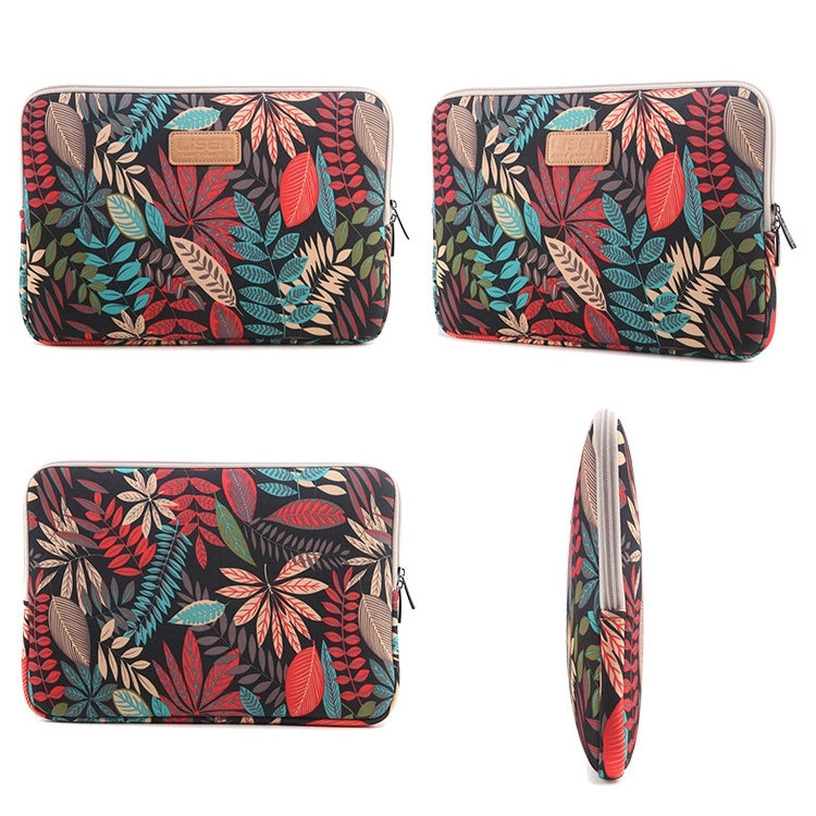 Sleeve Case Colorful Leaves Zipper Briefcase Carrying Bag for Macbook, Samsung, Lenovo, Sony, DELL Alienware, CHUWI, ASUS, HP, 15.6 inch and Below Laptops(Black)