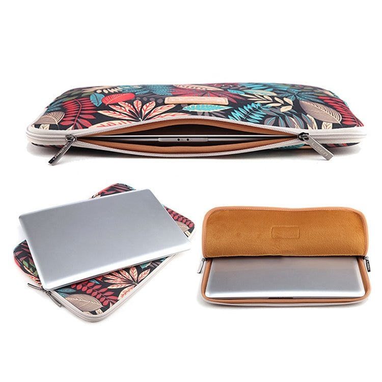 Sleeve Case Colorful Leaves Zipper Briefcase Carrying Bag for Macbook, Samsung, Lenovo, Sony, DELL Alienware, CHUWI, ASUS, HP, 15.6 inch and Below Laptops(Grey)