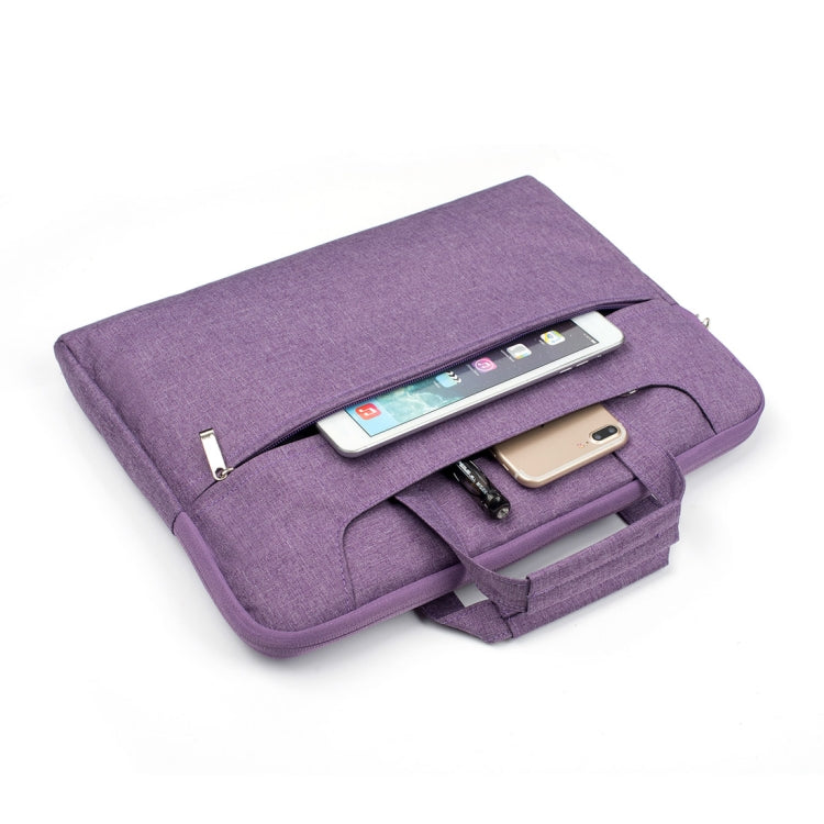 Portable One Shoulder Handheld Zipper Laptop Bag, For 13.3 inch and Below Macbook, Samsung, Lenovo, Sony, DELL Alienware, CHUWI, ASUS, HP (Purple)