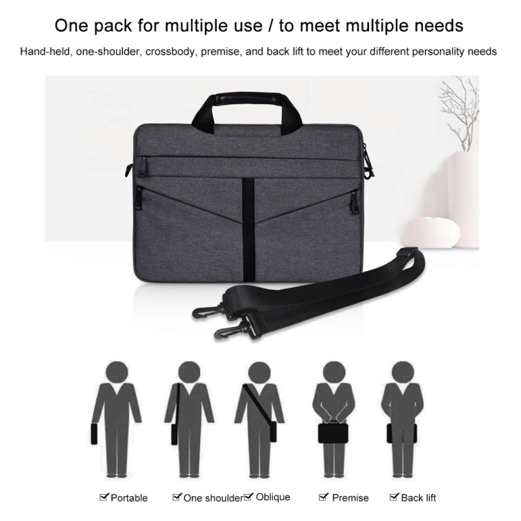 13.3 inch Breathable Wear-resistant Fashion Business Shoulder Handheld Zipper Laptop Bag with Shoulder Strap (Black)