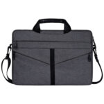 13.3 inch Breathable Wear-resistant Fashion Business Shoulder Handheld Zipper Laptop Bag with Shoulder Strap (Dark Gray)