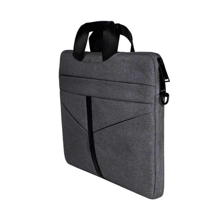 13.3 inch Breathable Wear-resistant Fashion Business Shoulder Handheld Zipper Laptop Bag with Shoulder Strap (Dark Gray)