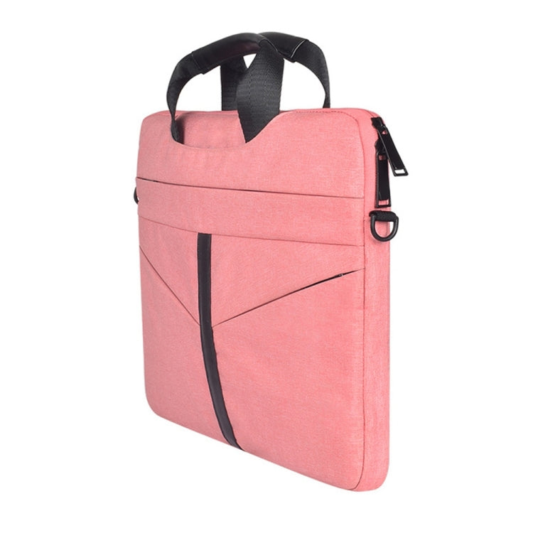 13.3 inch Breathable Wear-resistant Fashion Business Shoulder Handheld Zipper Laptop Bag with Shoulder Strap (Pink)