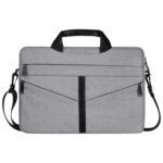 13.3 inch Breathable Wear-resistant Fashion Business Shoulder Handheld Zipper Laptop Bag with Shoulder Strap (Light Grey)