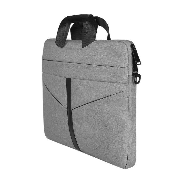 13.3 inch Breathable Wear-resistant Fashion Business Shoulder Handheld Zipper Laptop Bag with Shoulder Strap (Light Grey)