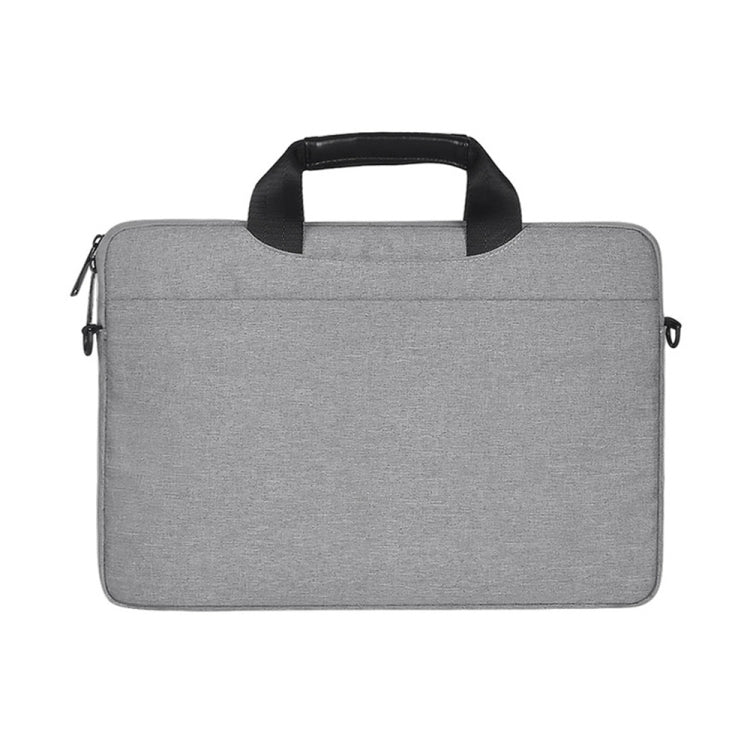 13.3 inch Breathable Wear-resistant Fashion Business Shoulder Handheld Zipper Laptop Bag with Shoulder Strap (Light Grey)