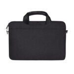 14.1 inch Breathable Wear-resistant Fashion Business Shoulder Handheld Zipper Laptop Bag with Shoulder Strap (Black)