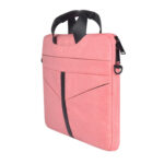 14.1 inch Breathable Wear-resistant Fashion Business Shoulder Handheld Zipper Laptop Bag with Shoulder Strap (Pink)