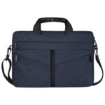 14.1 inch Breathable Wear-resistant Fashion Business Shoulder Handheld Zipper Laptop Bag with Shoulder Strap (Navy Blue)