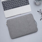 15.4 inch Universal Fashion Soft Laptop Denim Bags Portable Zipper Notebook Laptop Case Pouch for MacBook Air / Pro, Lenovo and other Laptops, Size: 39.2x28.5x2cm (Grey)