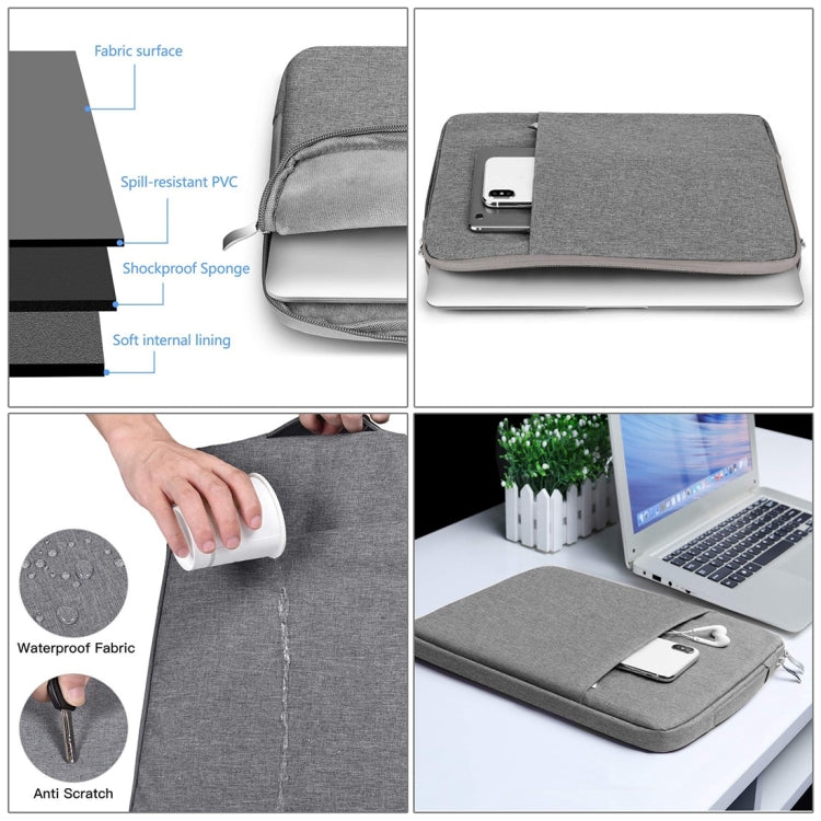 15.4 inch Universal Fashion Soft Laptop Denim Bags Portable Zipper Notebook Laptop Case Pouch for MacBook Air / Pro, Lenovo and other Laptops, Size: 39.2x28.5x2cm (Grey)