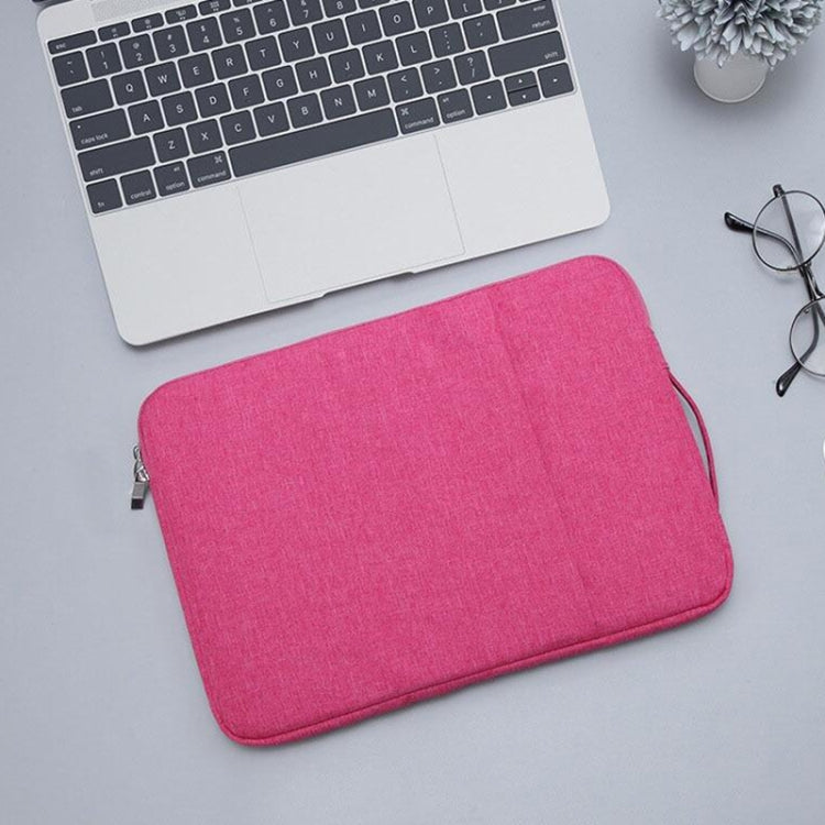 15.4 inch Universal Fashion Soft Laptop Denim Bags Portable Zipper Notebook Laptop Case Pouch for MacBook Air / Pro, Lenovo and other Laptops, Size: 39.2x28.5x2cm (Magenta)