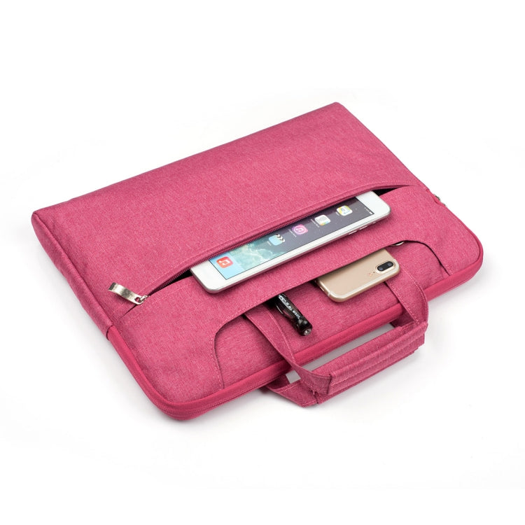 Portable One Shoulder Handheld Zipper Laptop Bag, For 15.4 inch and Below Macbook, Samsung, Lenovo, Sony, DELL Alienware, CHUWI, ASUS, HP (Magenta)