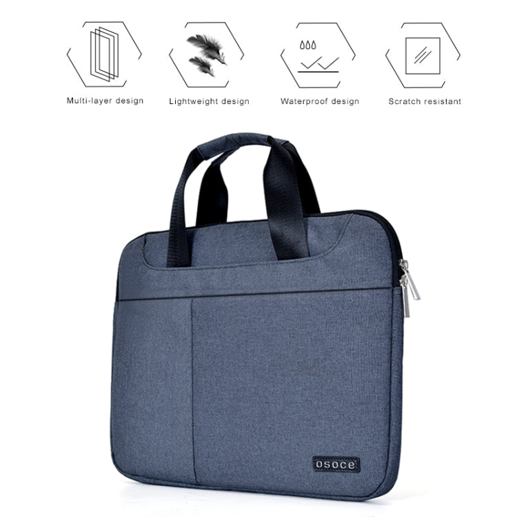 OSOCE S63 Breathable Wear-resistant Shoulder Handheld Zipper Laptop Bag For 15 inch and Below Macbook, Samsung, Lenovo, Sony, DELL Alienware, CHUWI, ASUS, HP (Blue)