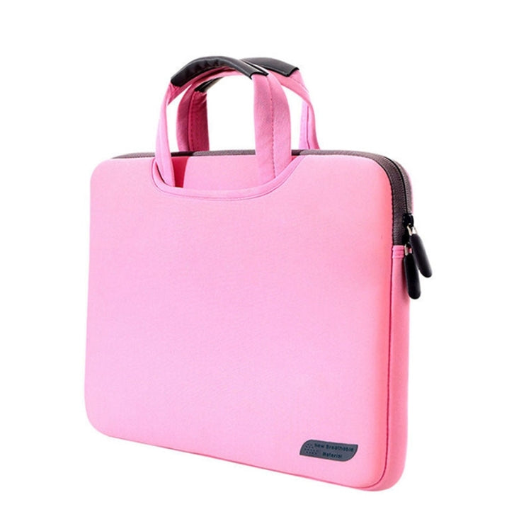 15.4 inch Portable Air Permeable Handheld Sleeve Bag for MacBook Air / Pro, Lenovo and other Laptops, Size: 38x27.5x3.5cm (Pink)