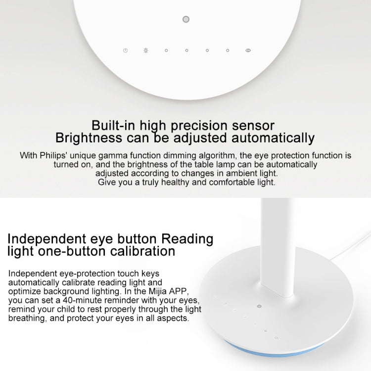 Original Xiaomi Mijia 2S LED Desk Lamp Smart Folding Adjust Reading Table Lamp Brightness Lights, US Plug (White Light)