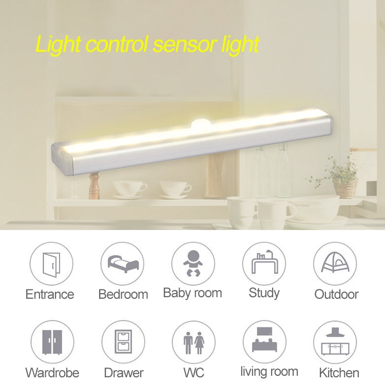 1.8W 10 LEDs White Light Wide Screen Intelligent Human Body Sensor Light LED Corridor Cabinet Light, USB Charging Version