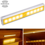 1.8W 10 LEDs Warm White Light Wide Screen Intelligent Human Body Sensor Light LED Corridor Cabinet Light, Battery Version