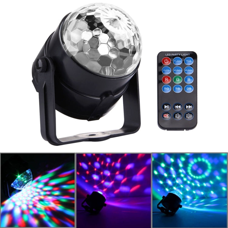 1W x 3 Mini Rotating Magic Ball LED Stage Light, with Remote Control, EU Plug
