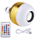 12W Smart Wireless Bluetooth Speaker Music Playing Dimmable LED Bulb , USB Charging with Remote Control & Hook(Colorful Light)