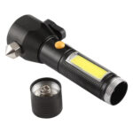 10W 450 Lumens IPX4 Waterproof Rechargeable LED Flashlight with Safety Hammer & 3-Modes